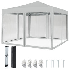 10 FT x 10 FT Pop-Up Canopy Tent Easy Setup Instant Folding Shelter with Mesh Netting